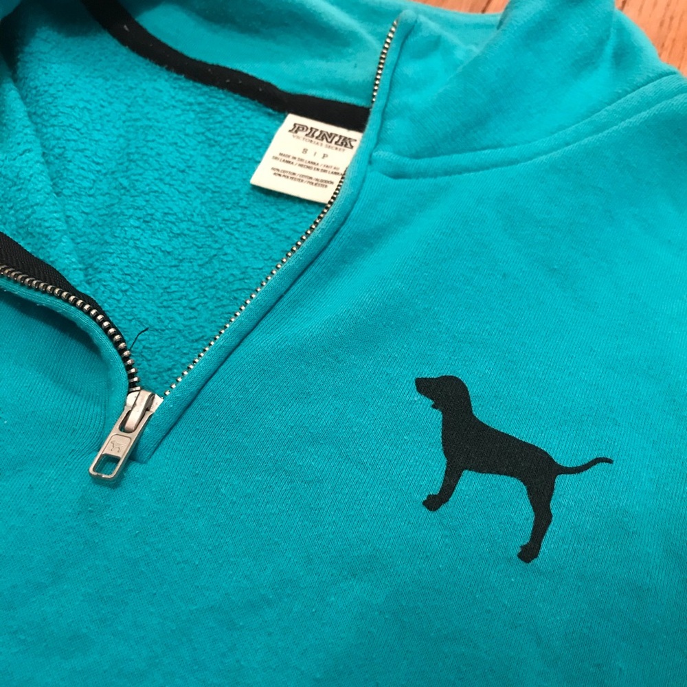 Teal PINK quarter zip